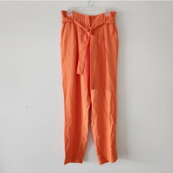 River Island Pants - River Island Belted Straight Leg Pants Orange Womens Small
